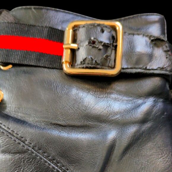 Ribonea Lace-Up Platform Ankle Boot size 10 Black Red belted. - Picture 11 of 12